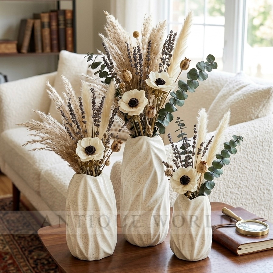 Textured Ceramic Vase ( Set of 3pc )