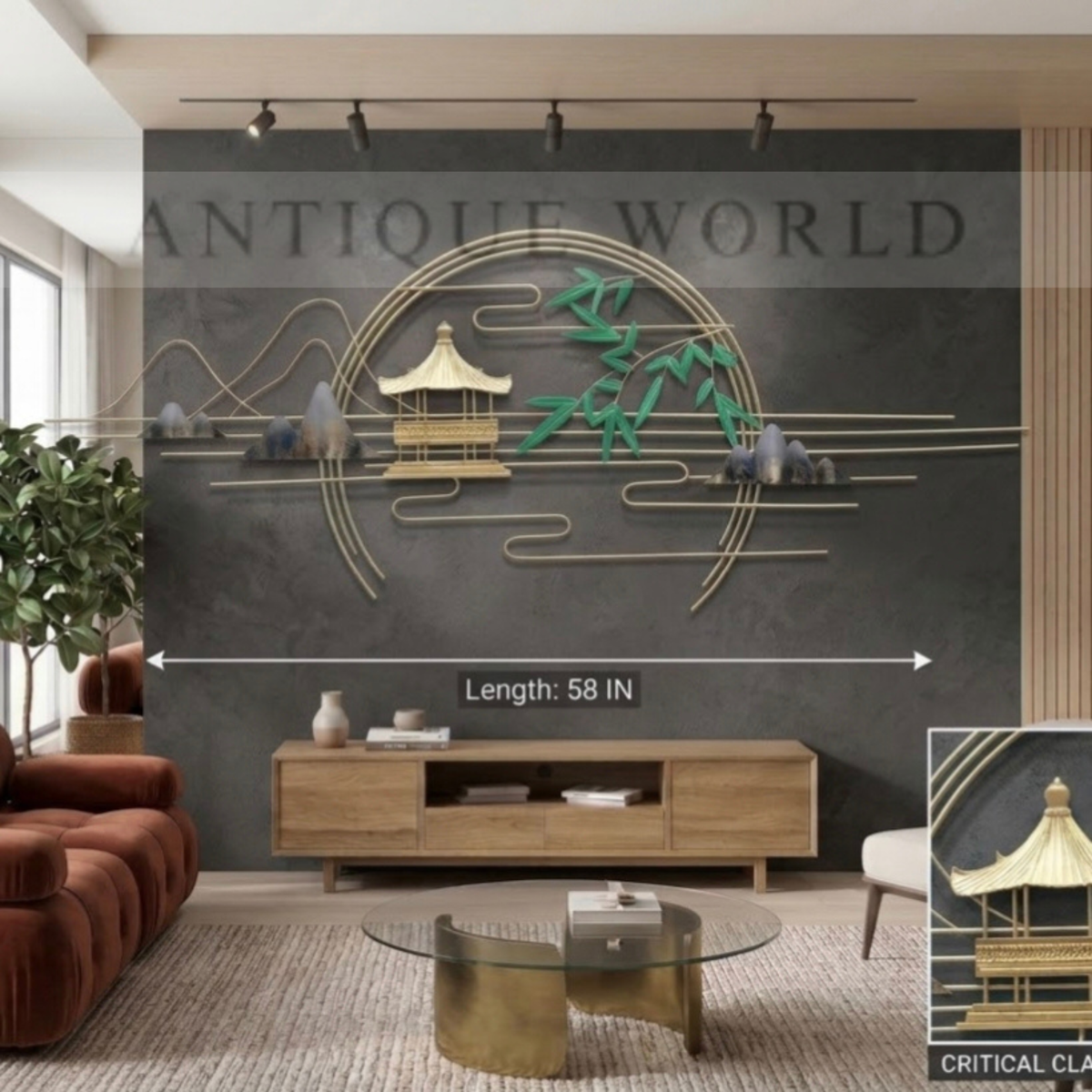 Golden Zen Pavilion Elegance Metal Wall Art