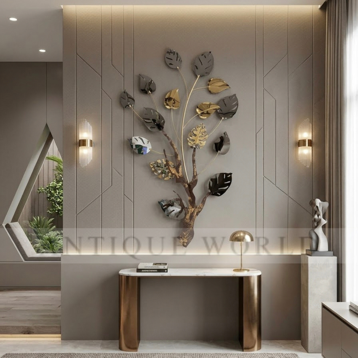 Contemporary 3D Metal Leafy Tree Wall Art