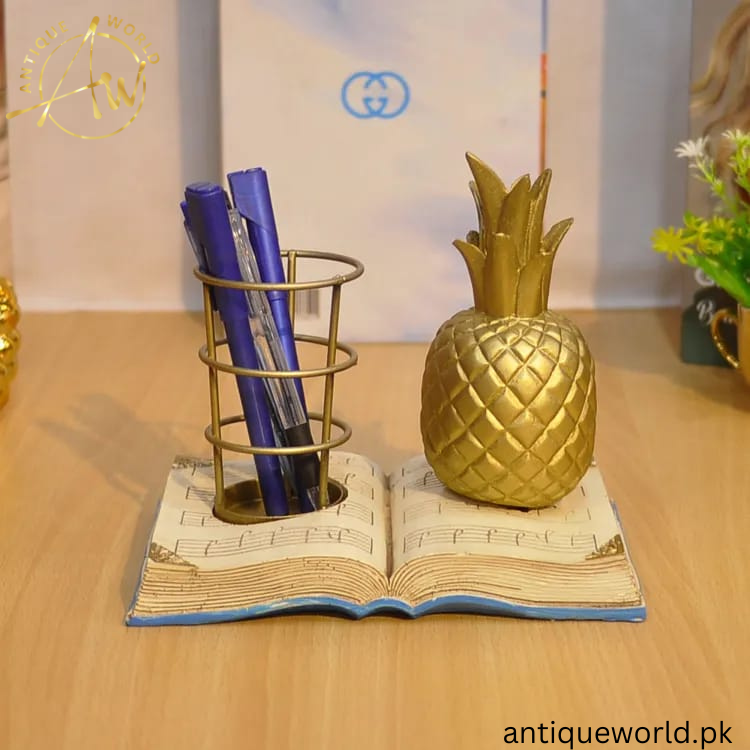 Vintage Pineapple Book Decor Pen Holder