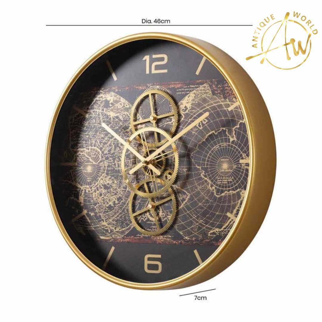 Exclusive Curve Gold Gears Wall Clock