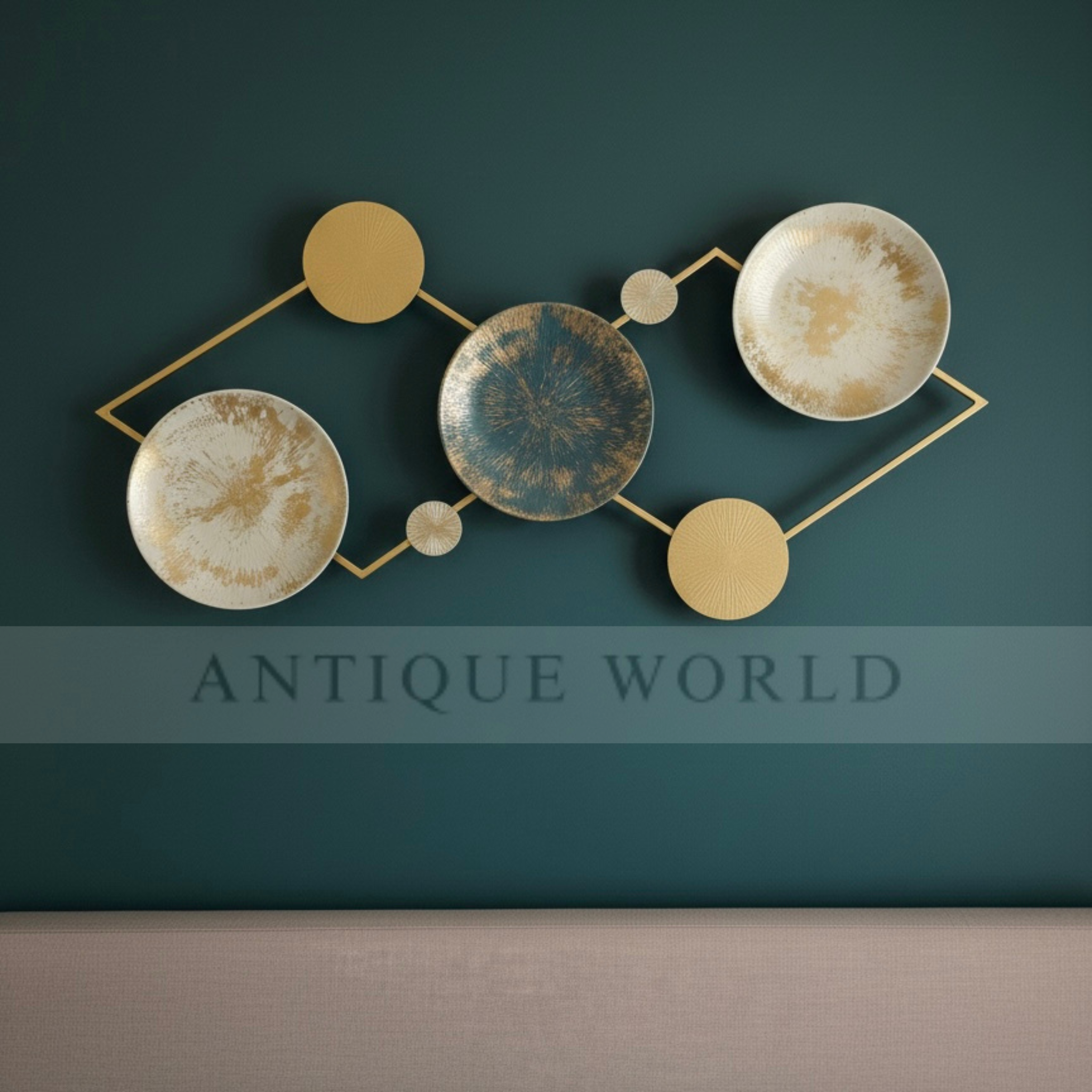 Modern Geometric Gold Disc Wall Art