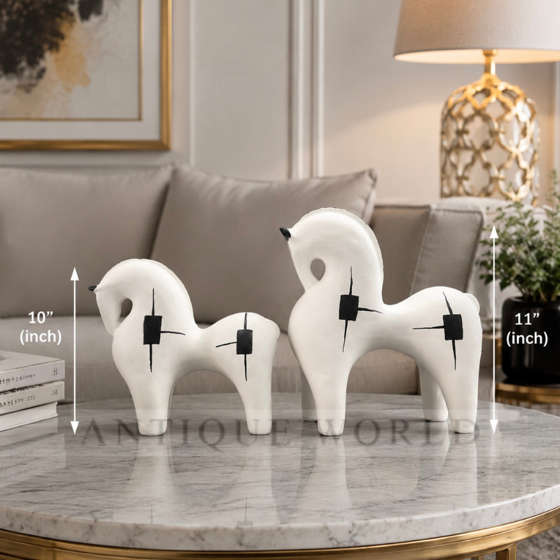Abstract Black Horse Figurines (Set of 2 )