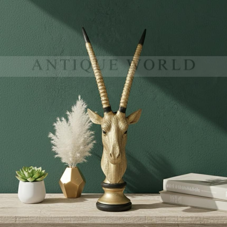 Modern Golden Antelope Horns Sculpture
