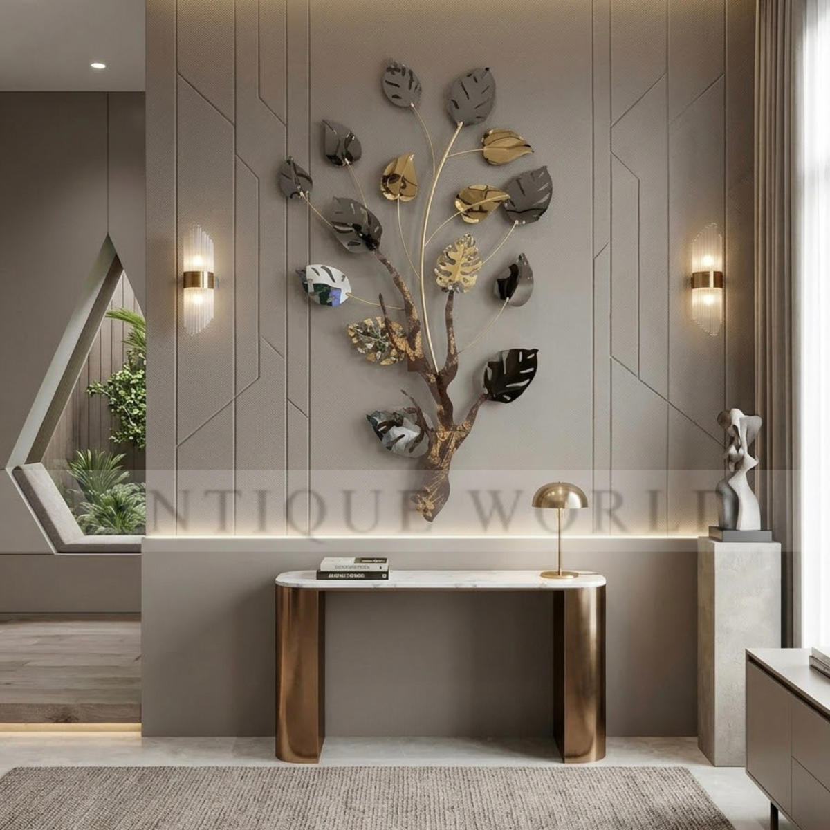 Contemporary 3D Metal Leafy Tree Wall Art