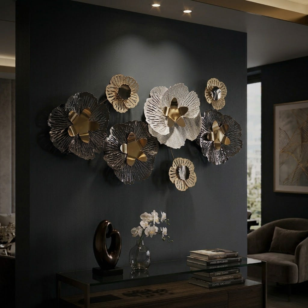 Golden Bloom Harmony Elegance Metal Wall Art