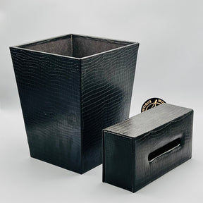 Leather Basket Tissue Box Set