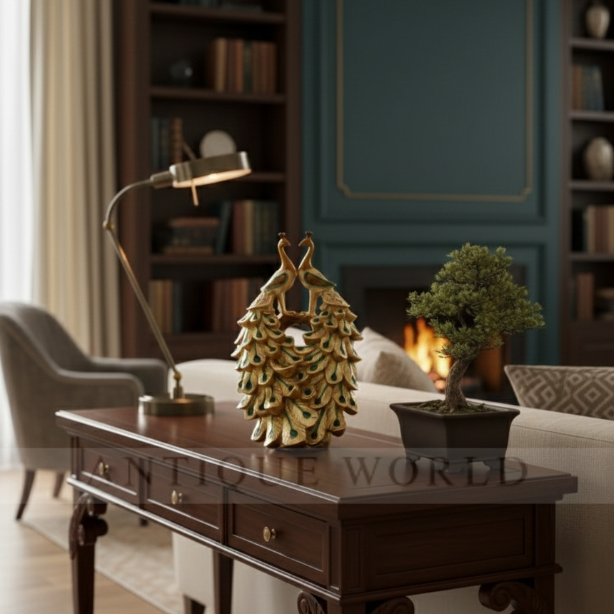 The Sovereign Bird Intricate Floral Peacock Statue