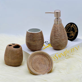 Check Texture Ceramic Bath Set-4pcs