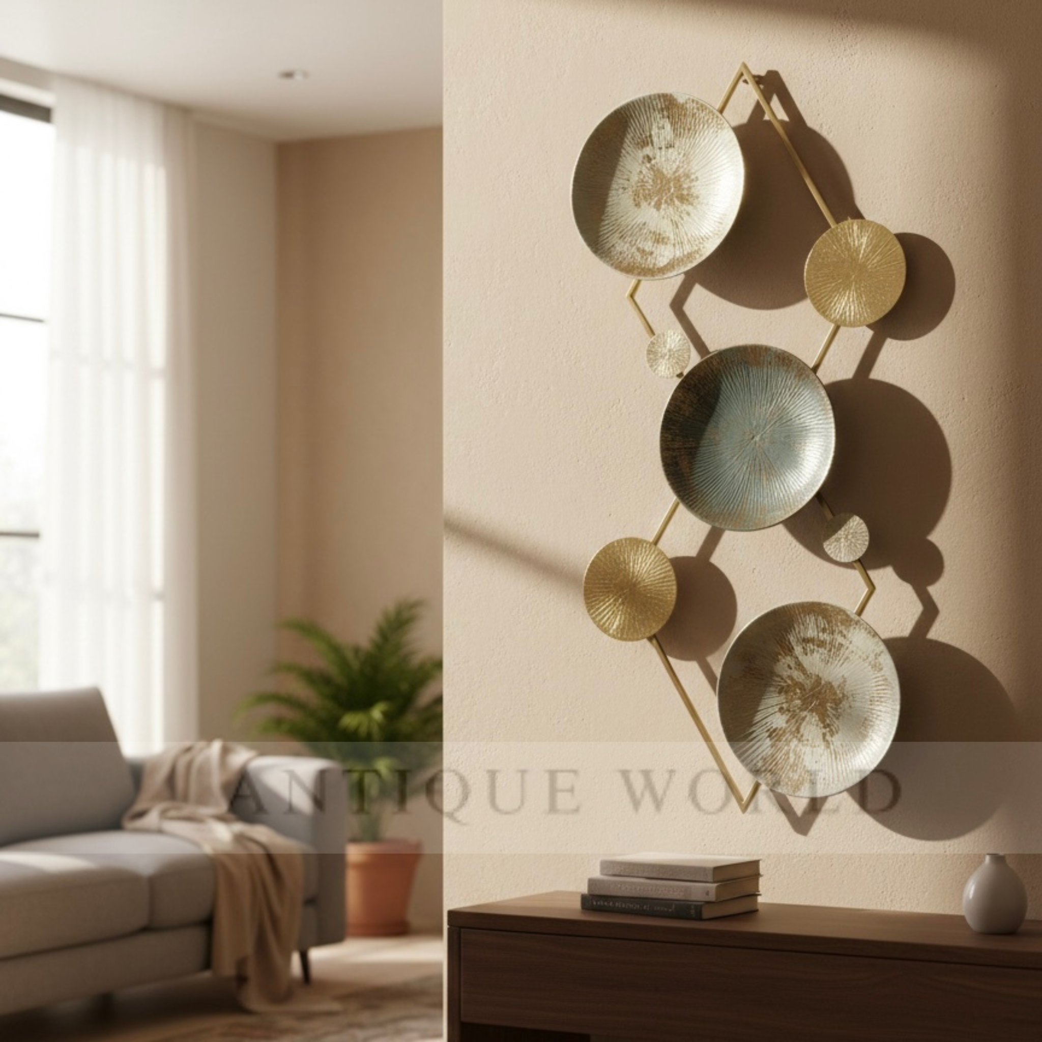 Modern Geometric Gold Disc Wall Art