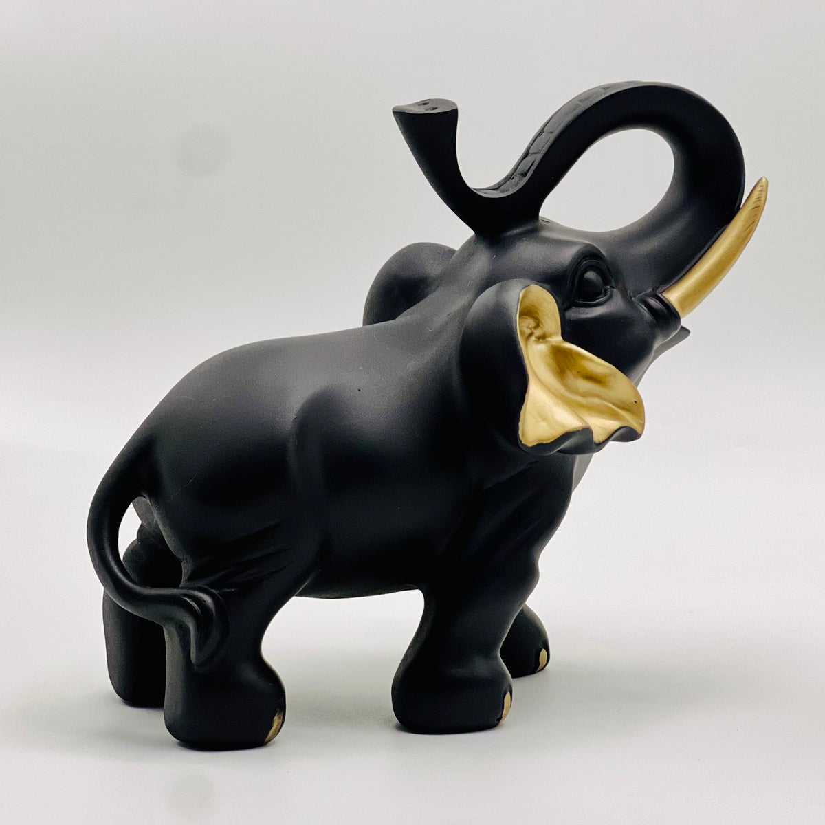 Resin Black Elephant Statue ( Set of 2 )