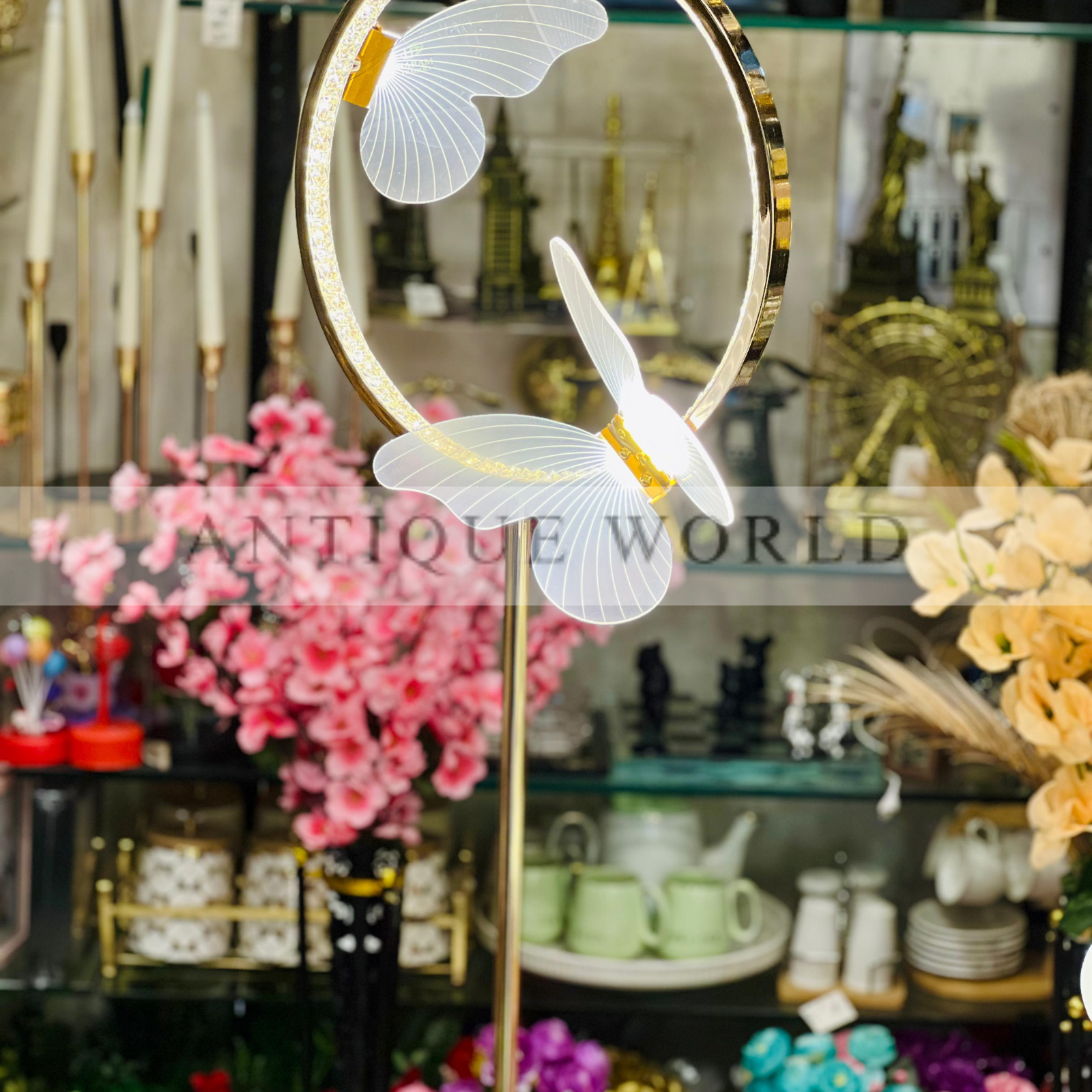 Metal Round Butterfly Floor Lamp