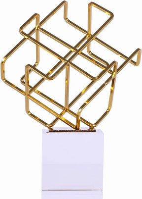 Metal Geometric Knot Statue with Crystal Base Decoration