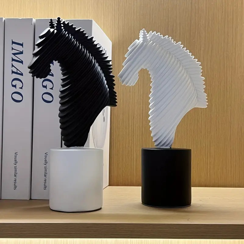 Abstract Striped Horse Head Mascot Animal Sculpture