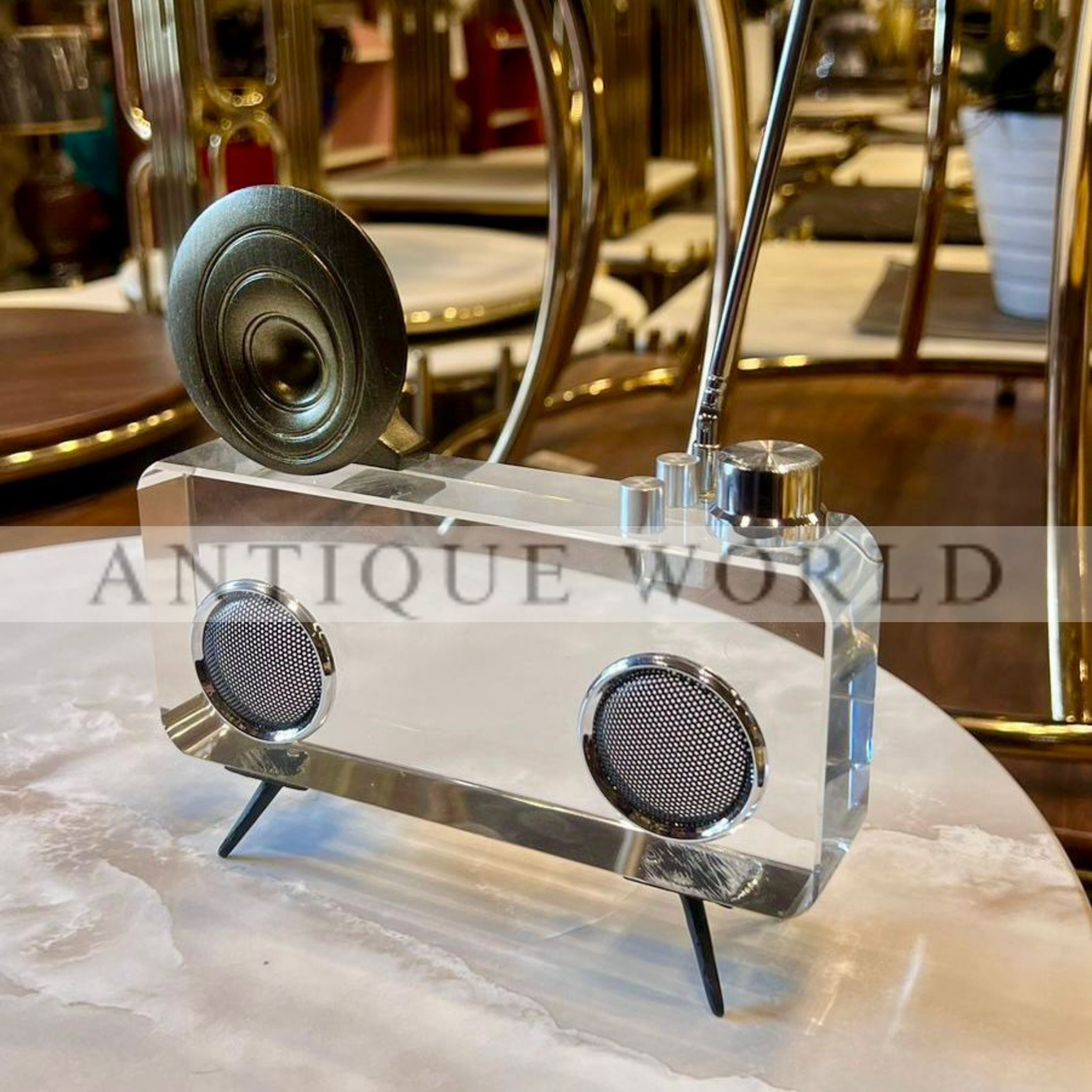 Vintage Style Crystal Camera Sculpture