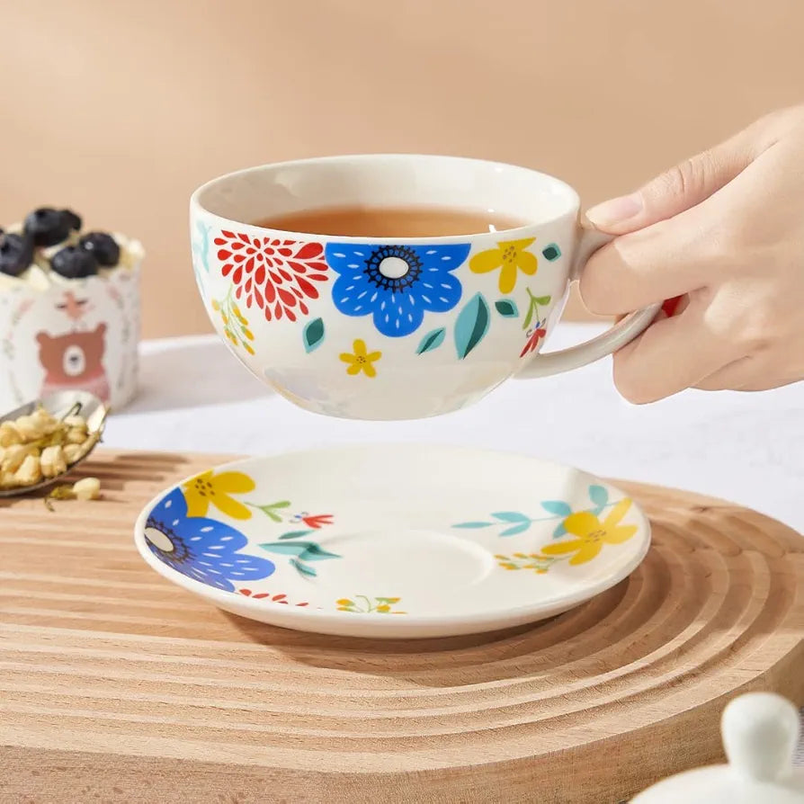 Colorful Flower Teapot and Cup Set