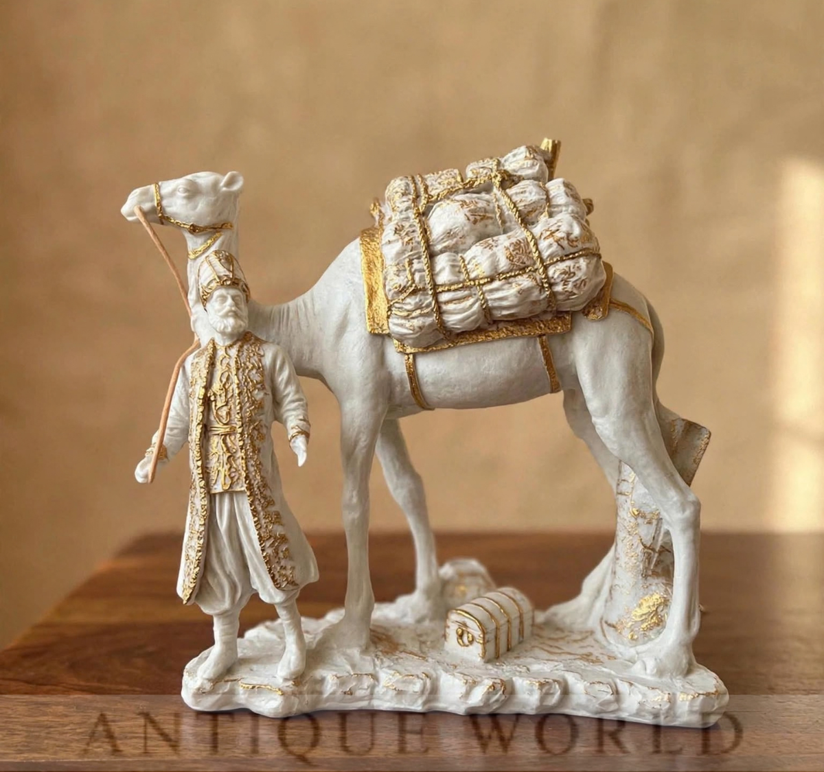 Traditional Traveler & Camel Statue with Treasure Load