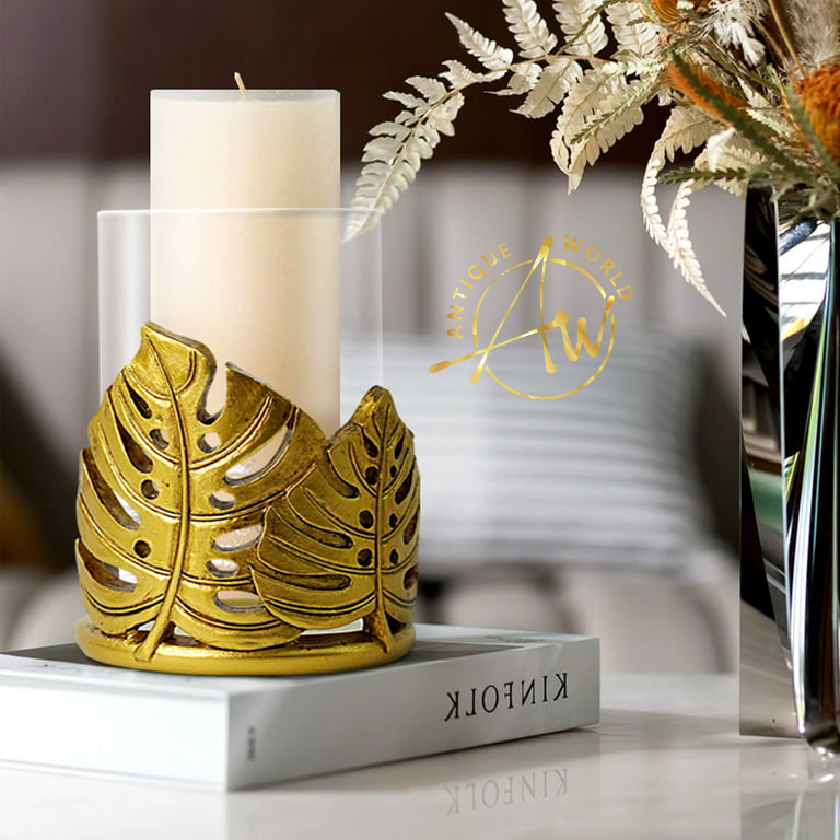Golden Leaf Candle Holder