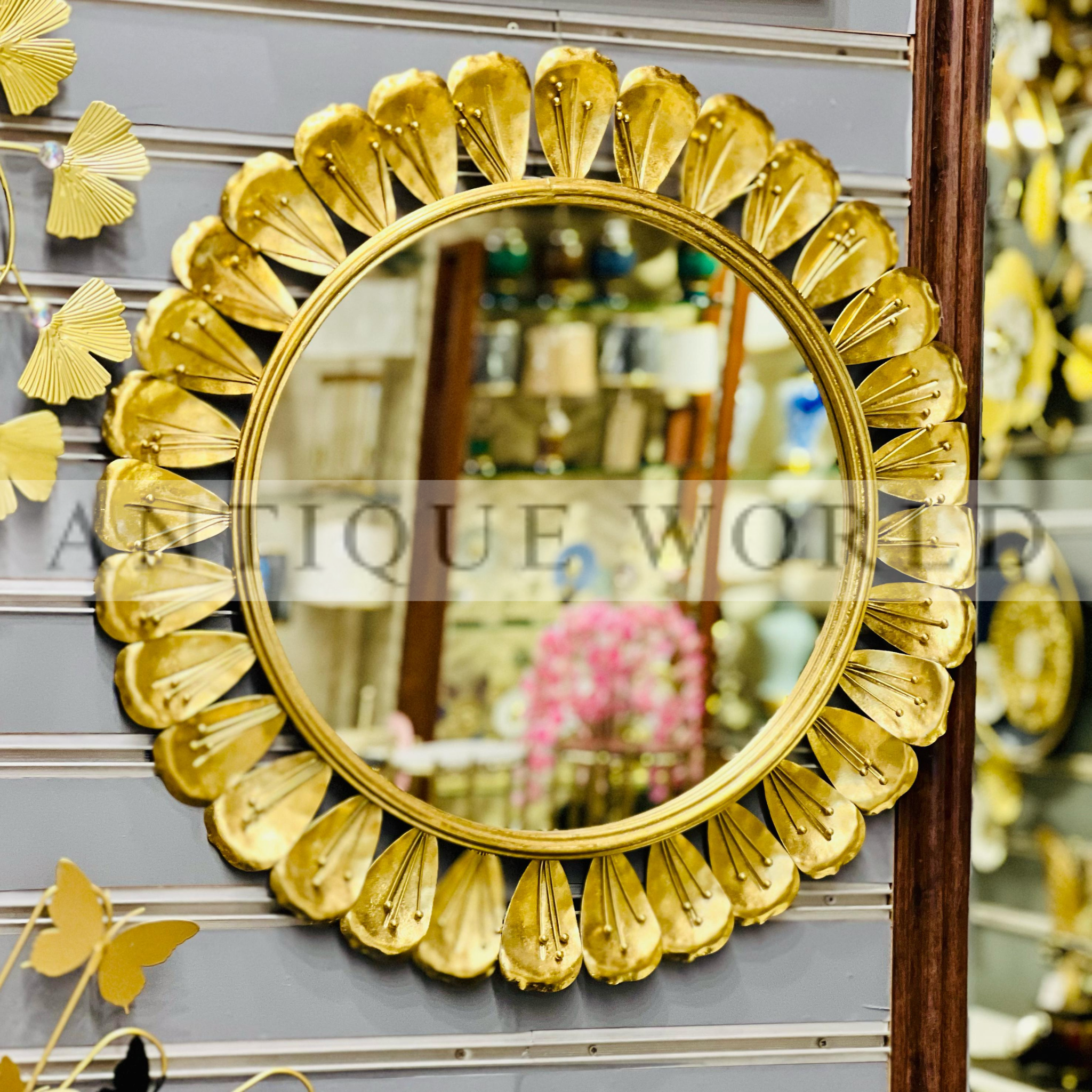 Metal Gold Bloom Mirror