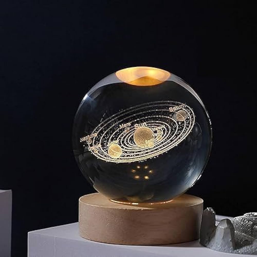 Glowing Crystal Ball Solar System Ornaments 3D Crystal Ball With LED Lights