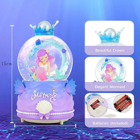 Mermaid Music Snow Globes with Seven Colors Automatic Snowflake