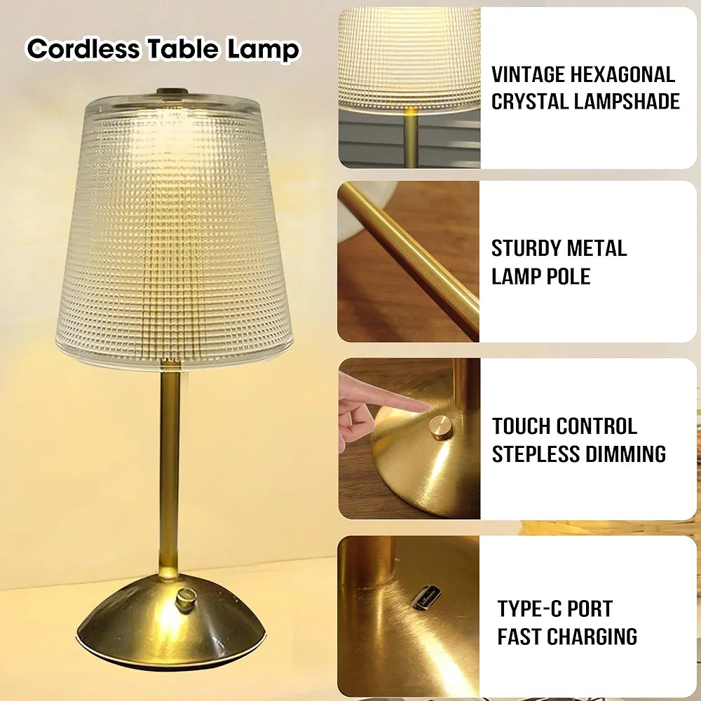 Bedside Crystal Table Lamp with Touch Control