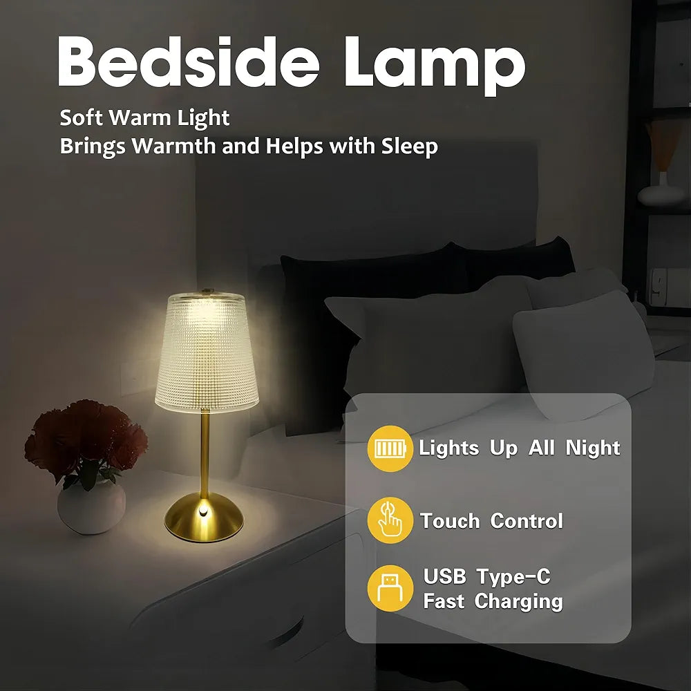 Bedside Crystal Table Lamp with Touch Control