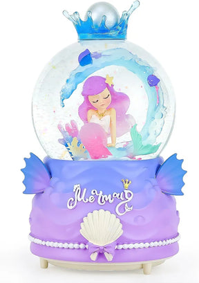 Mermaid Music Snow Globes with Seven Colors Automatic Snowflake