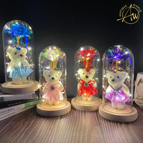 LED Eternal Teddy Bear Rose Decor