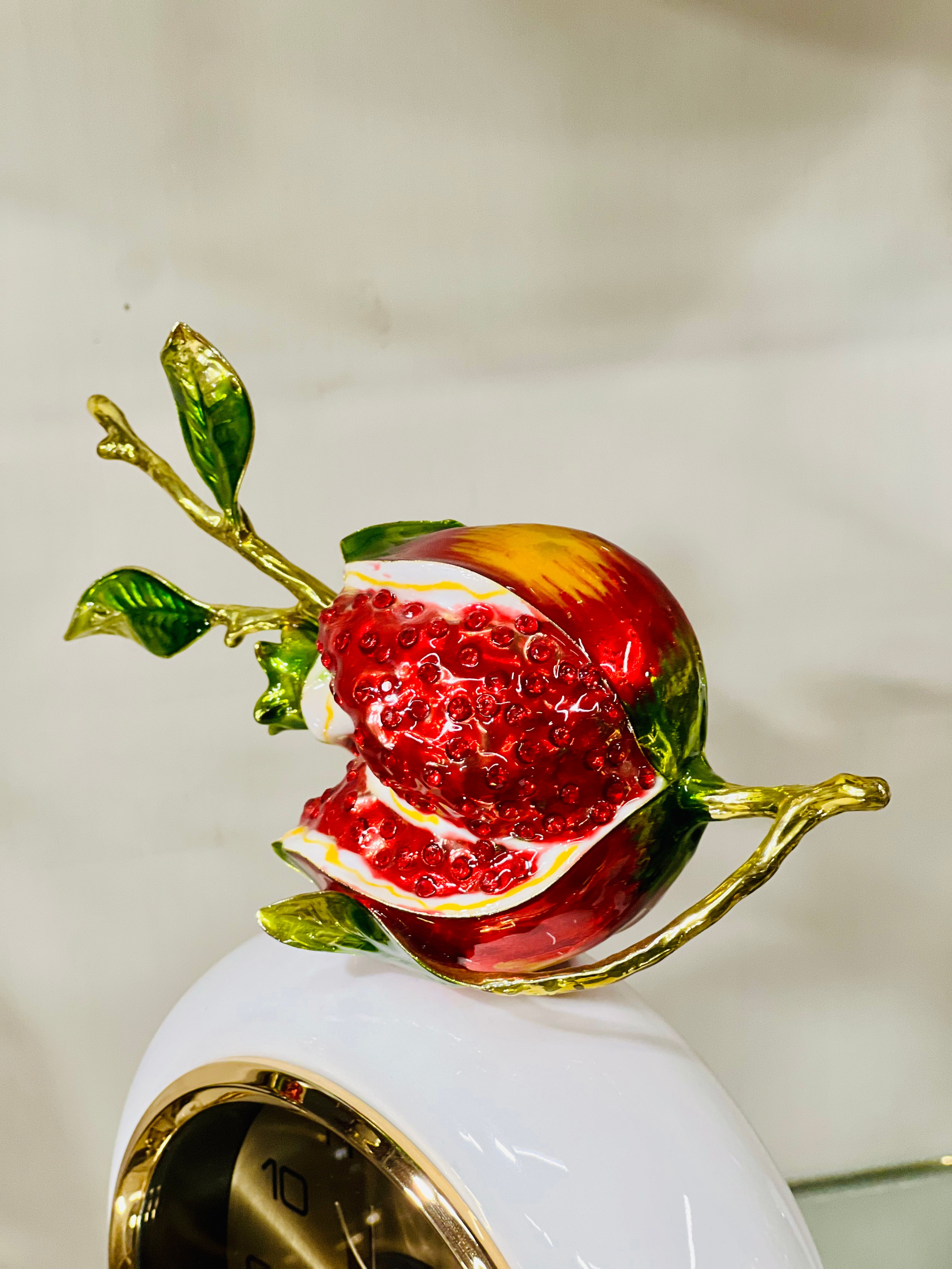 Pomegranate Designed Metal Table Clock