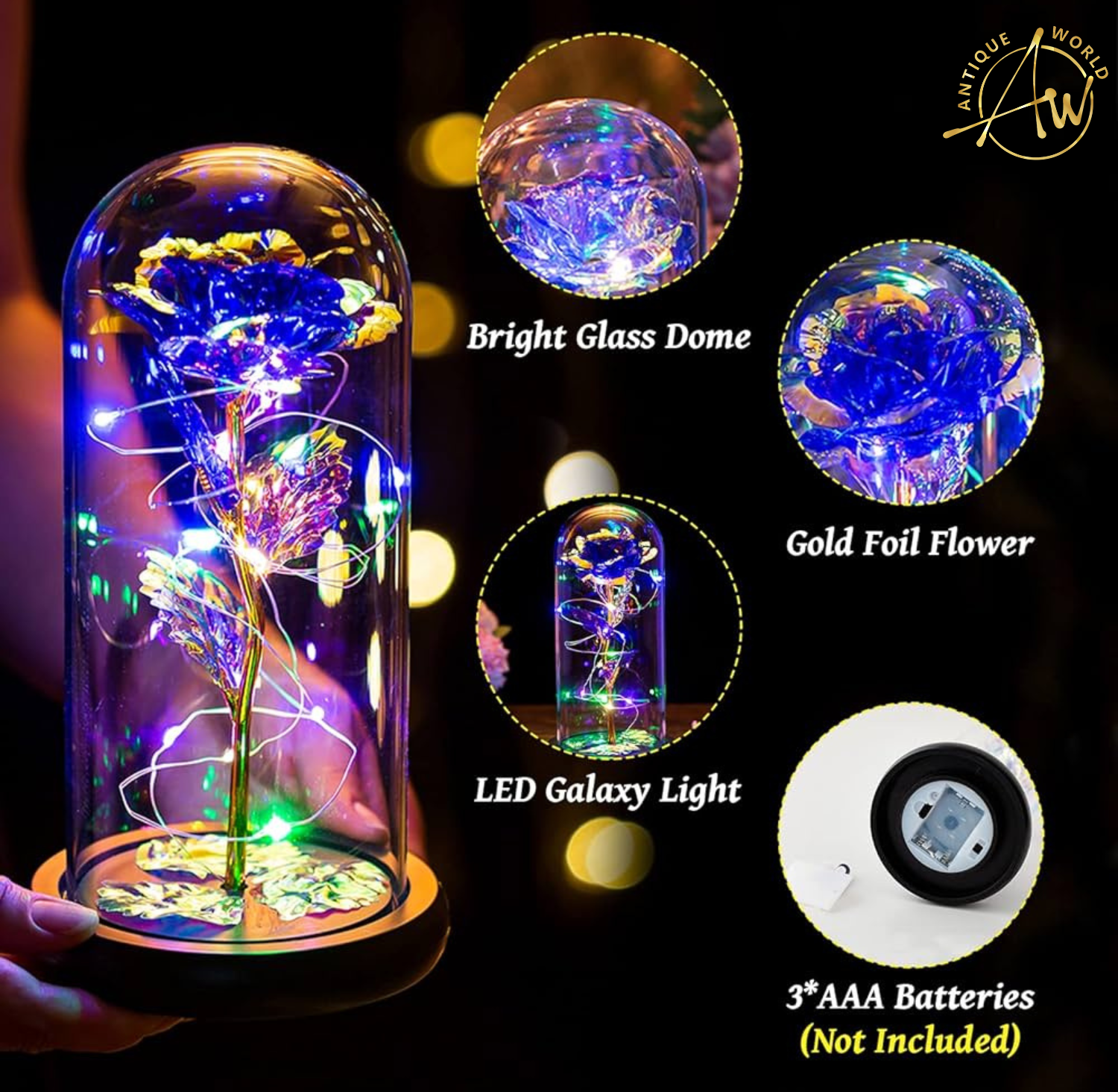 Artificial Fairy LED Dome Rose Decor