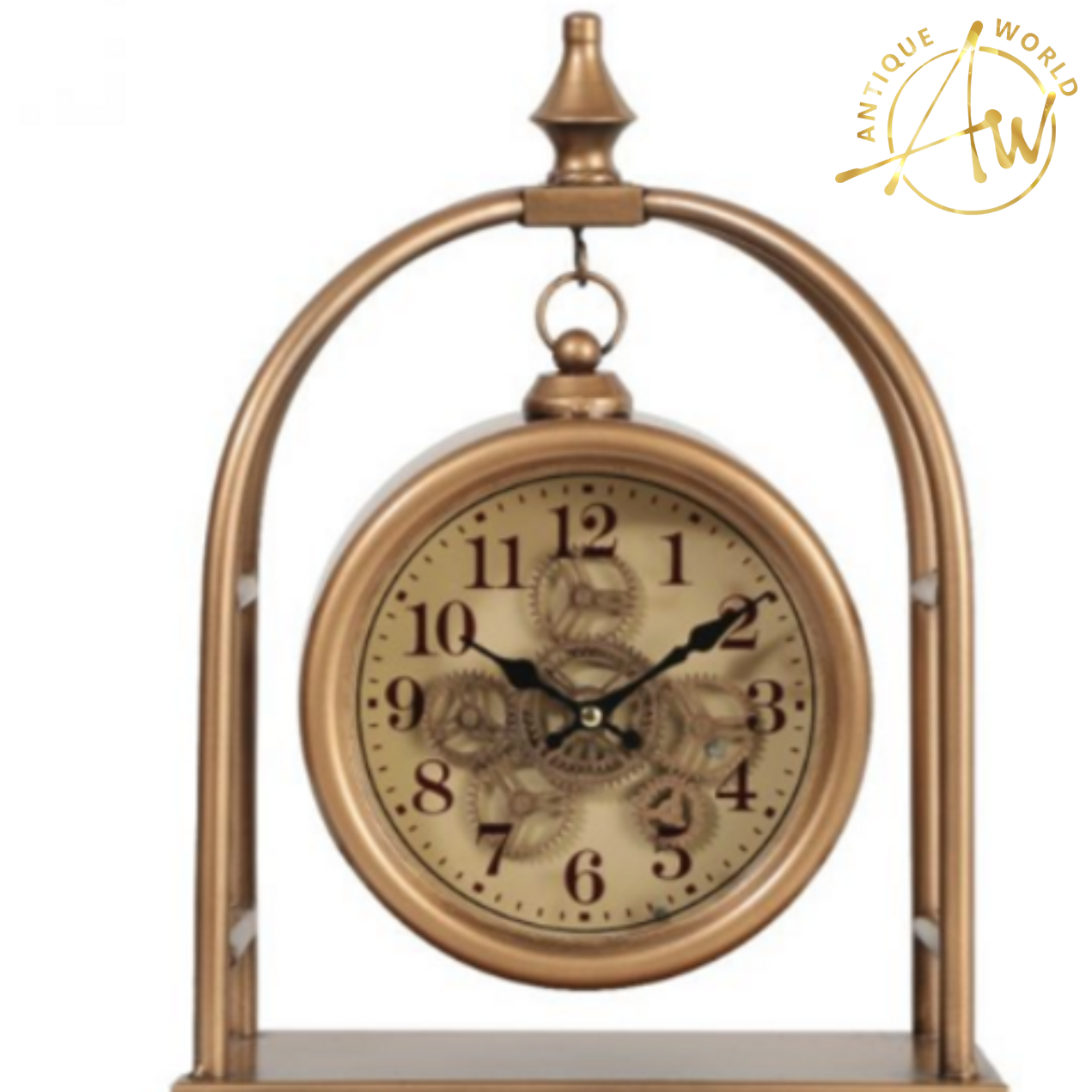 Exposed Gear Gold Table Clock