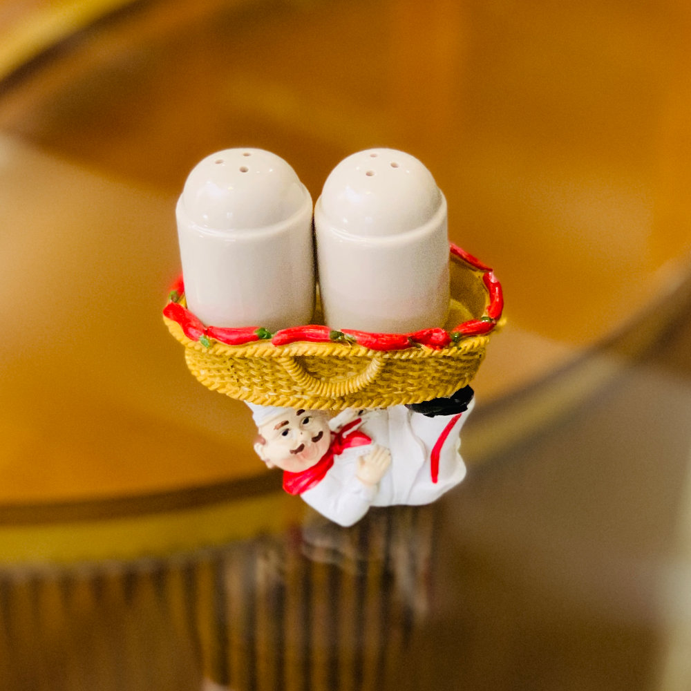 French Chef Cart Salt and Pepper Shaker Set