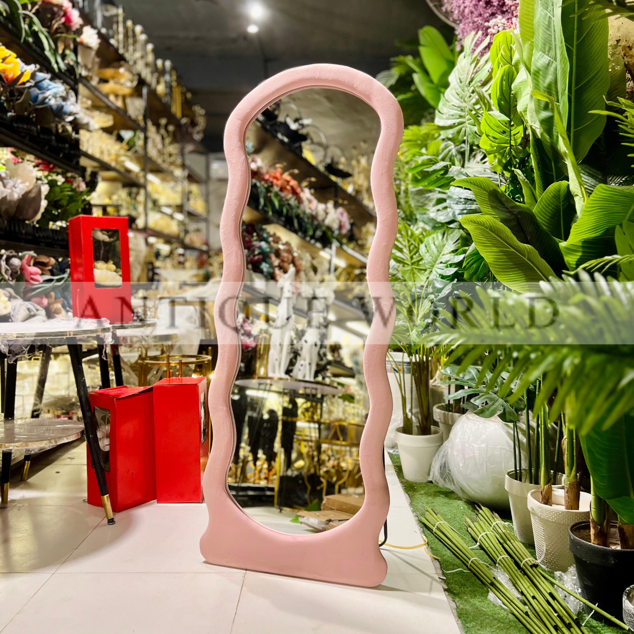 Blush Wave Floor Mirror