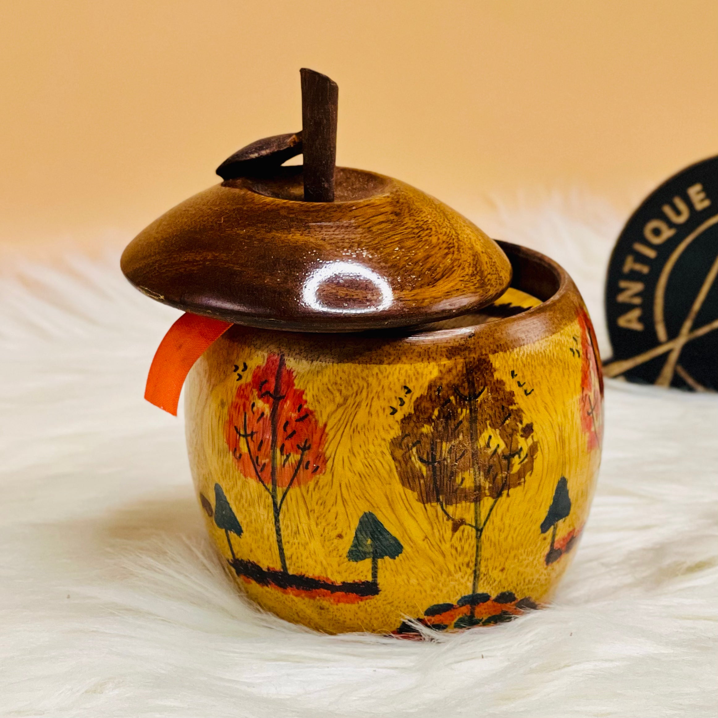 Apple Shaped Wooden Tea Coaster