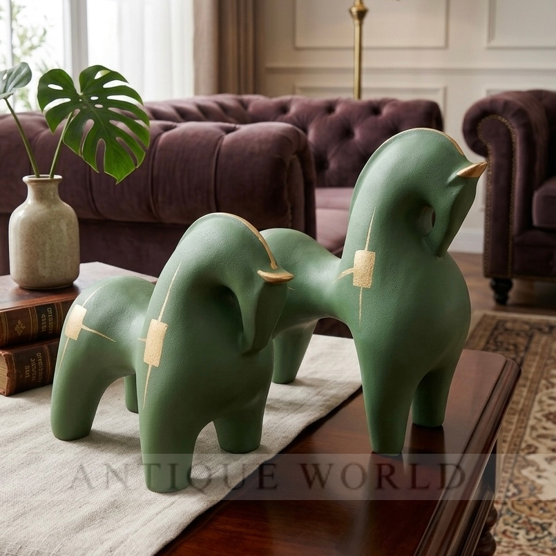 Abstract Black Horse Figurines (Set of 2 )