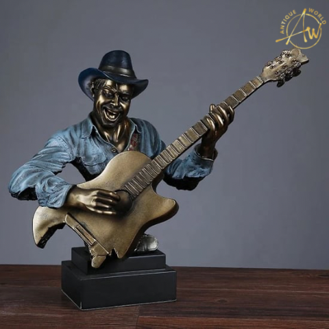 Sax player Bronze Bust Man Statue