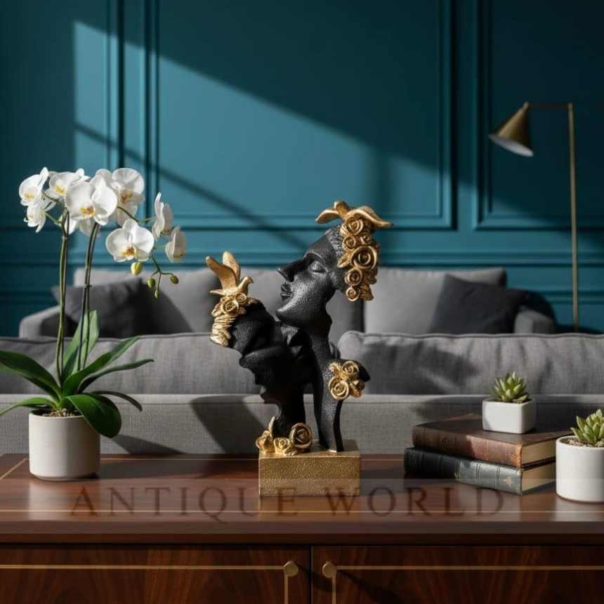 Vintage Golden Muse Double Face Sculpture