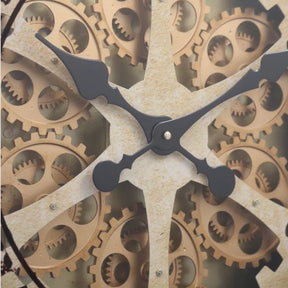 Ragnar Gold Round Exposed Moving Gear Wall Clock