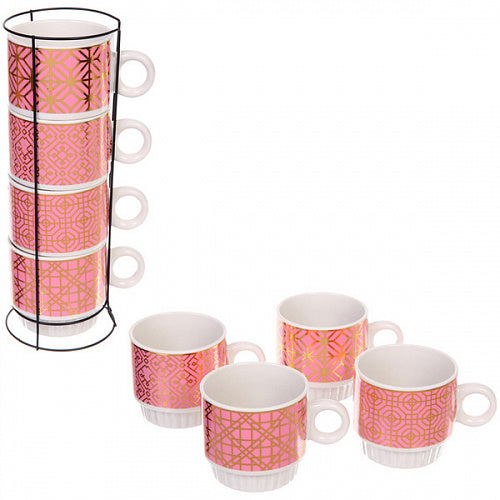 4-Piece Mug Set with Stand