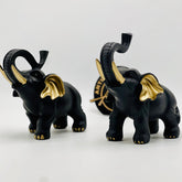 Resin Black Elephant Statue ( Set of 2 )