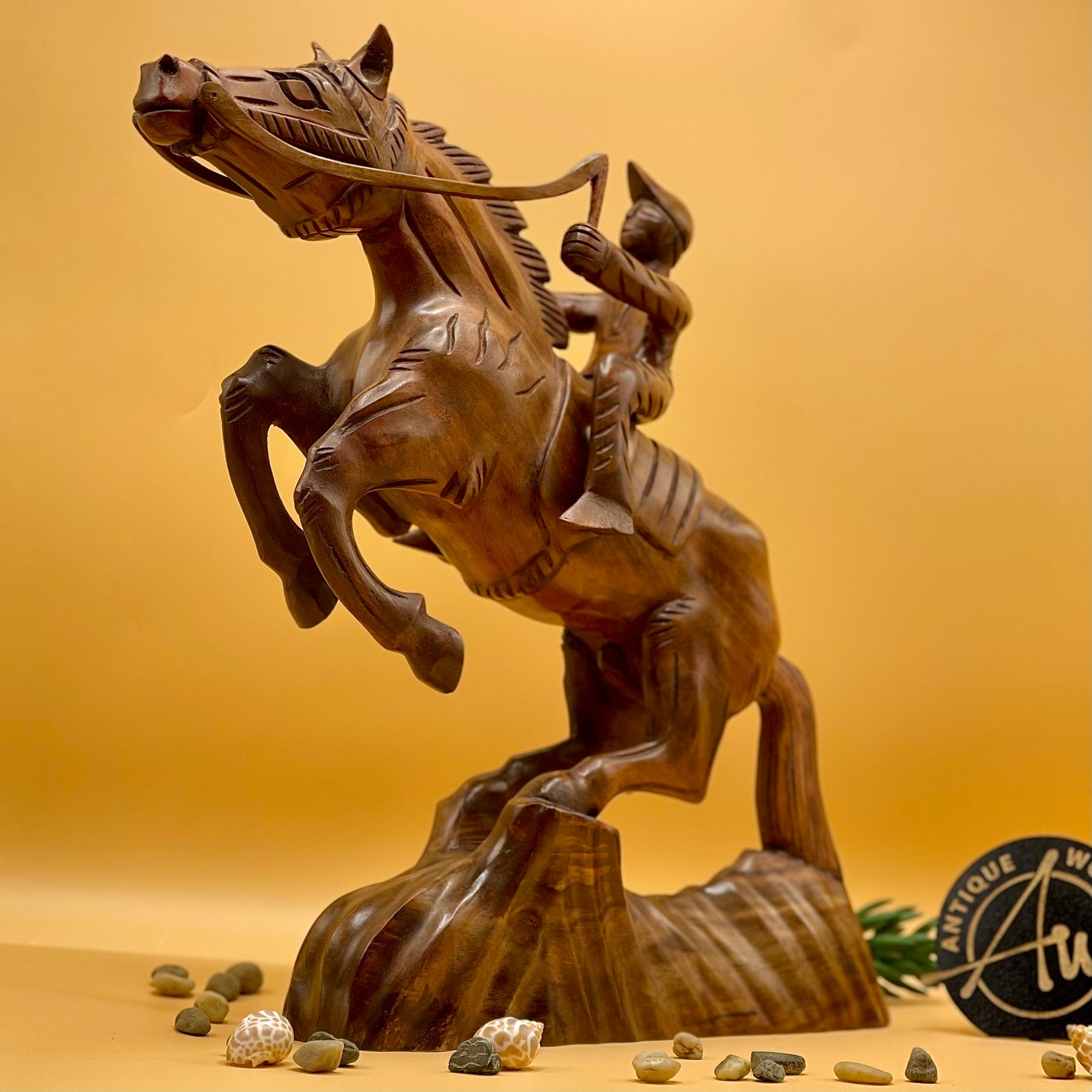 Jointless Sheesham Wood Sculpture Horse