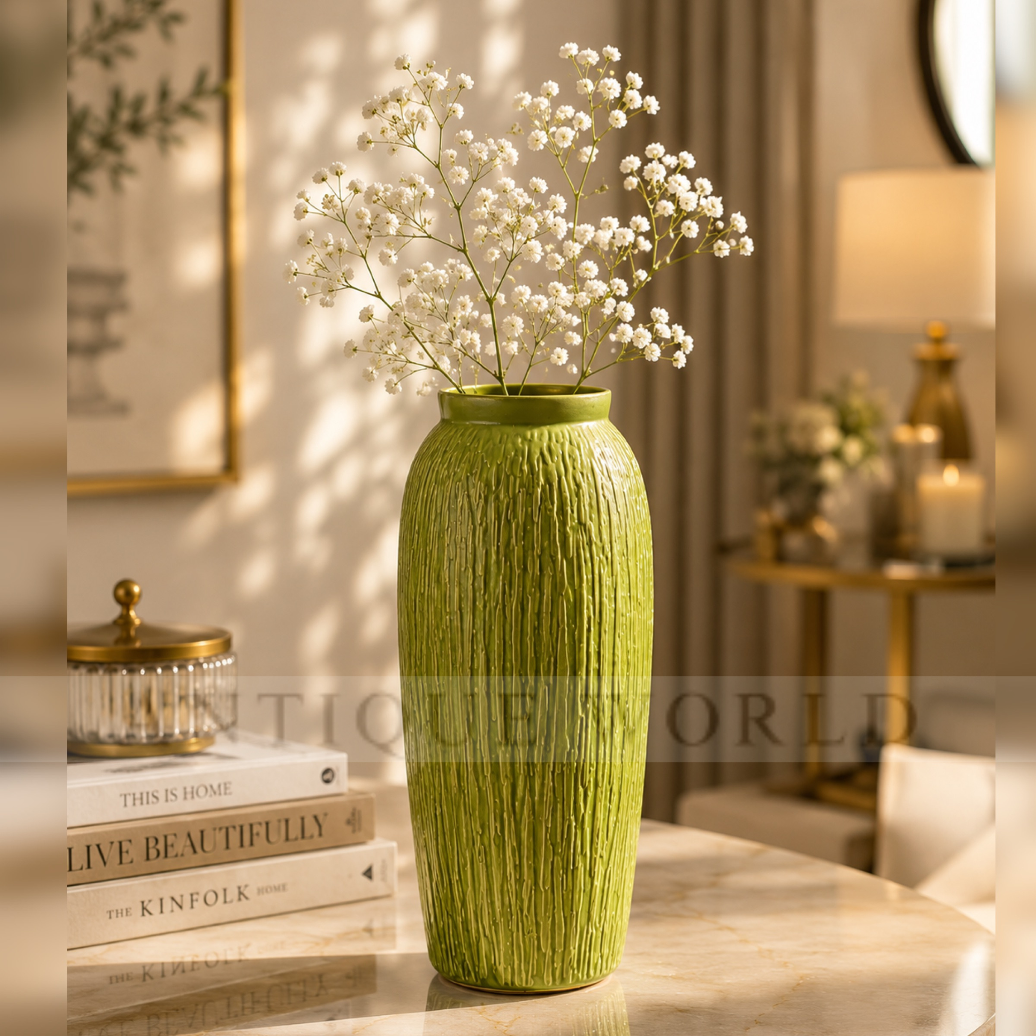 Brindled Clay Tall Urn Vase
