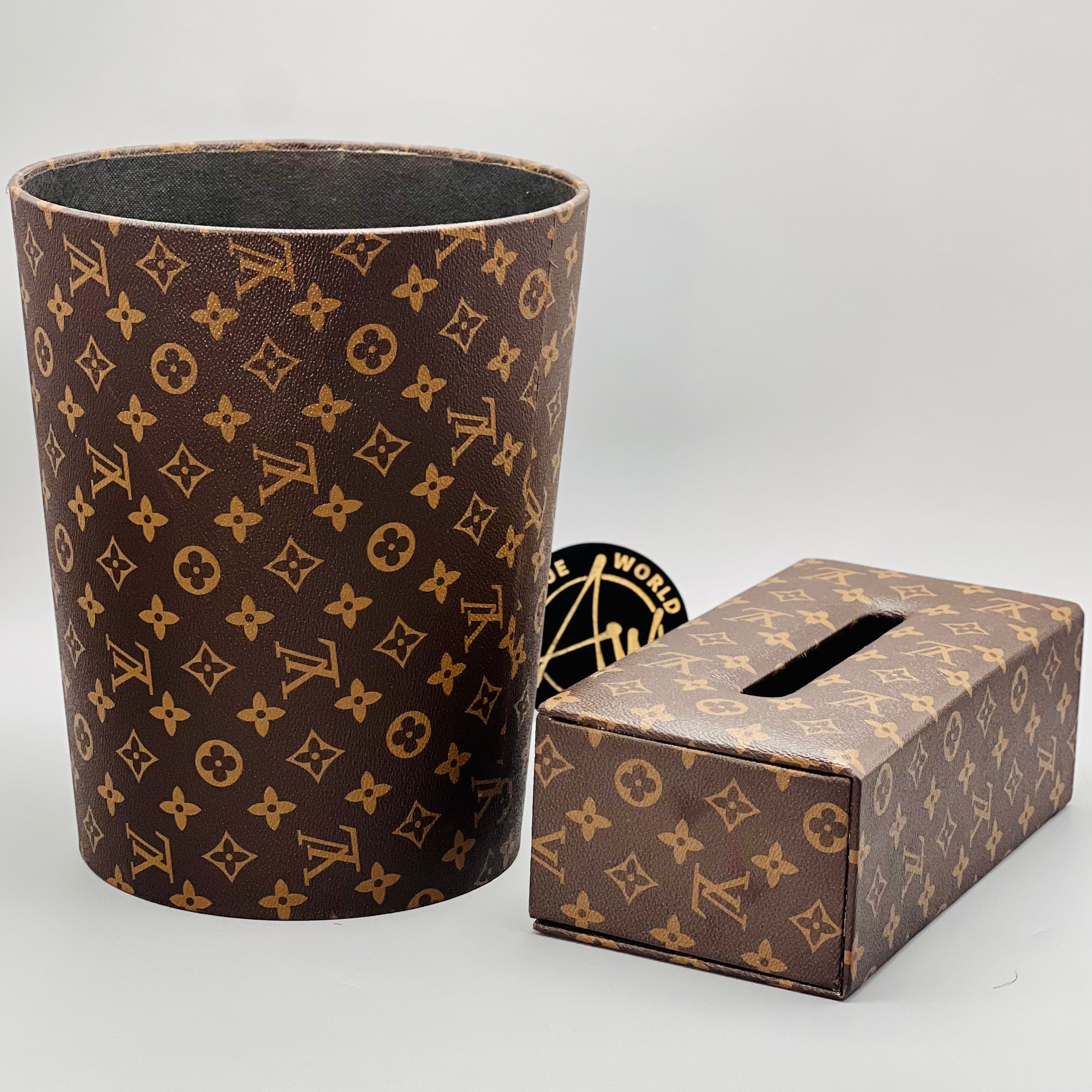 Louis  Vuitton Monogram Round Basket and Tissue Box Set
