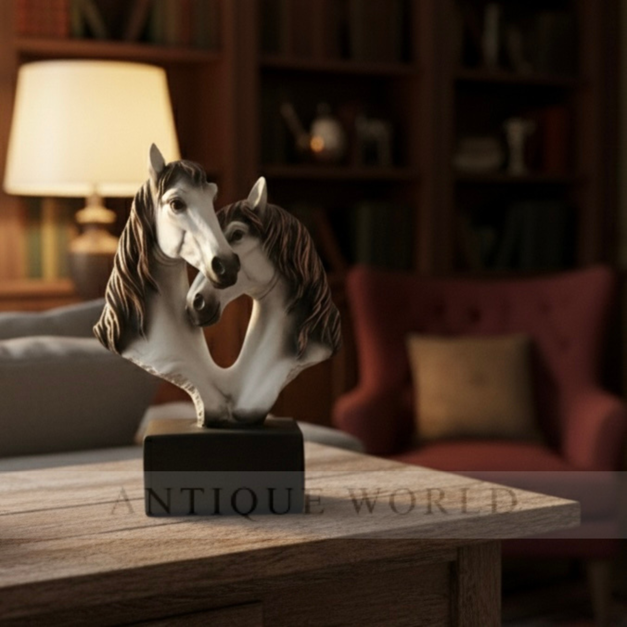 Premium Twin Horse Heart Sculpture