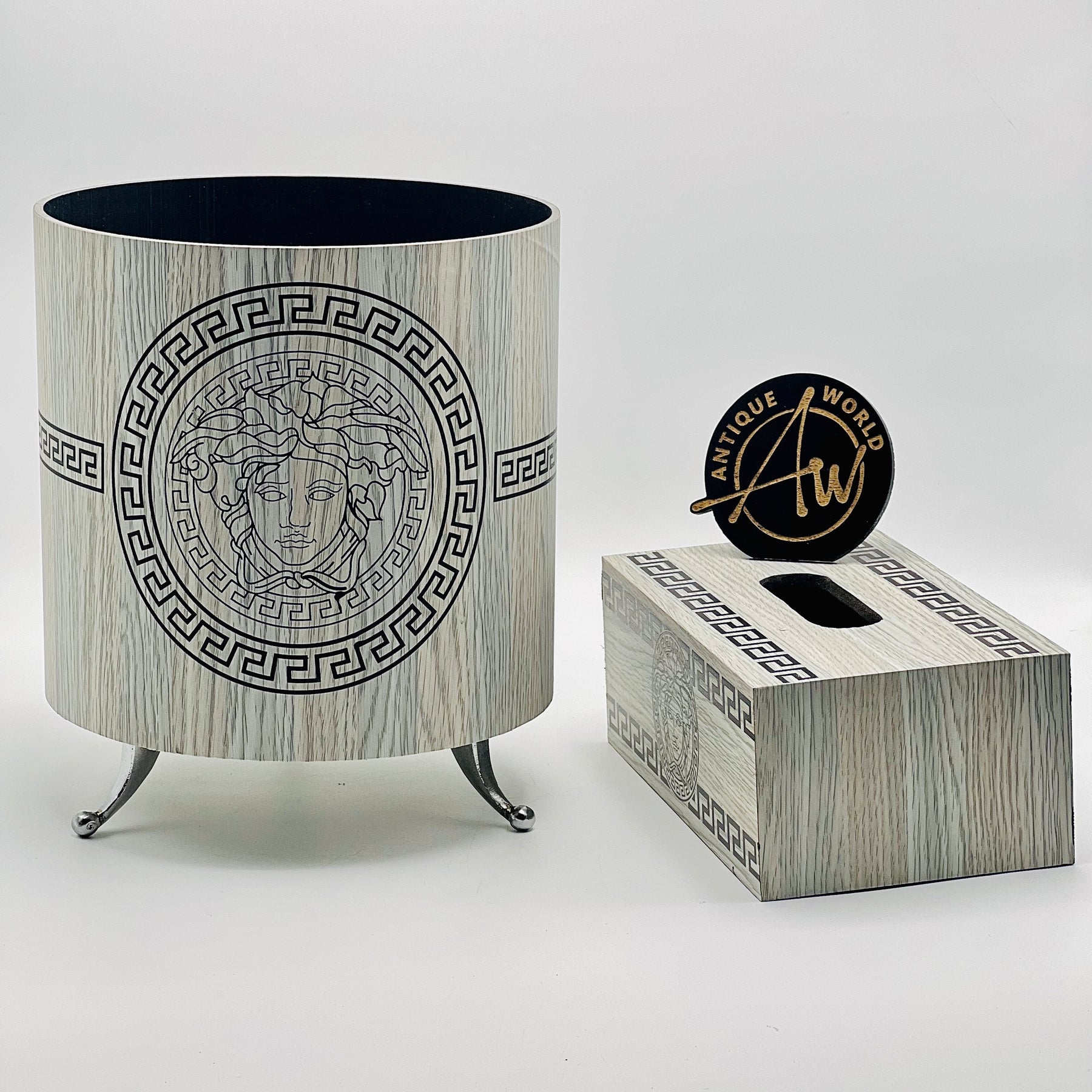 Versace Round Basket With Tissue Box