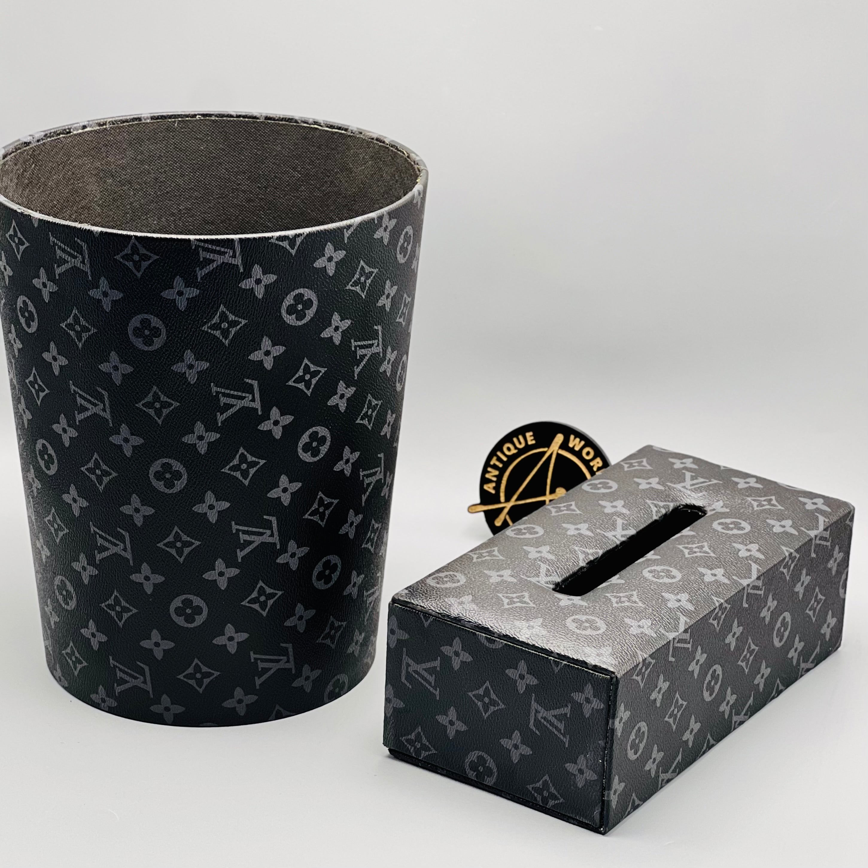 Louis  Vuitton Monogram Round Basket and Tissue Box Set