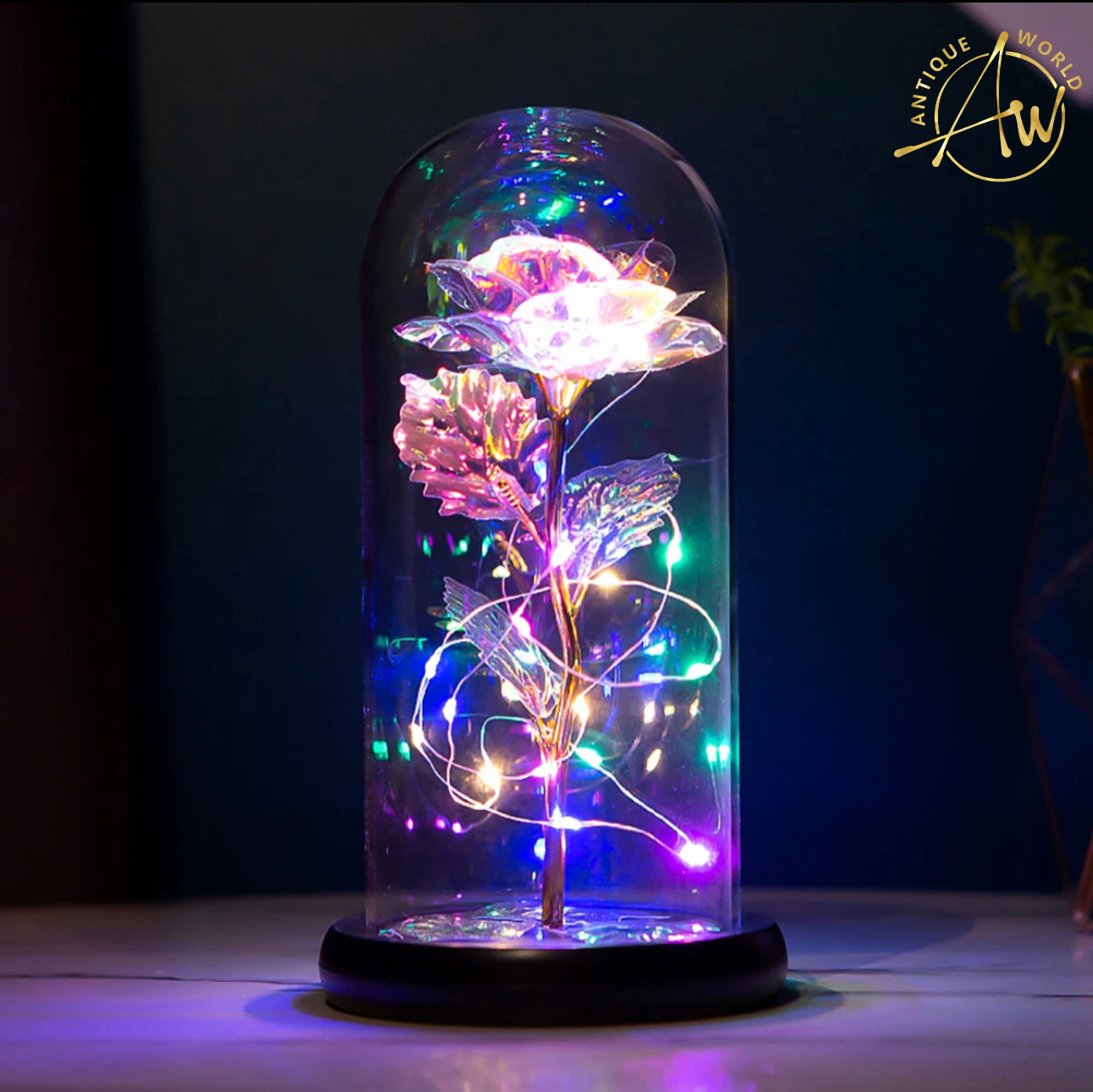 Artificial Fairy LED Dome Rose Decor