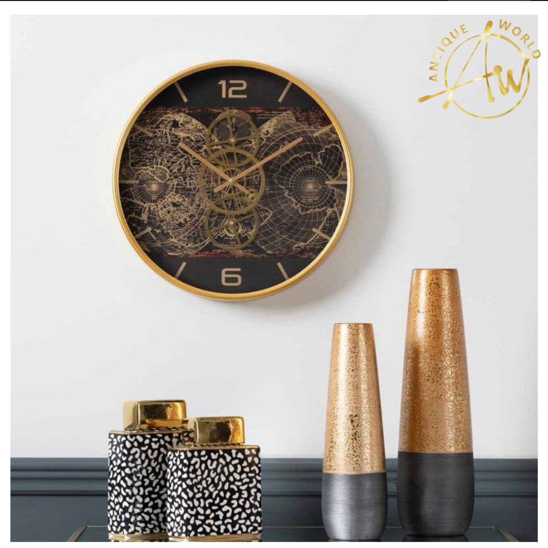 Exclusive Curve Gold Gears Wall Clock