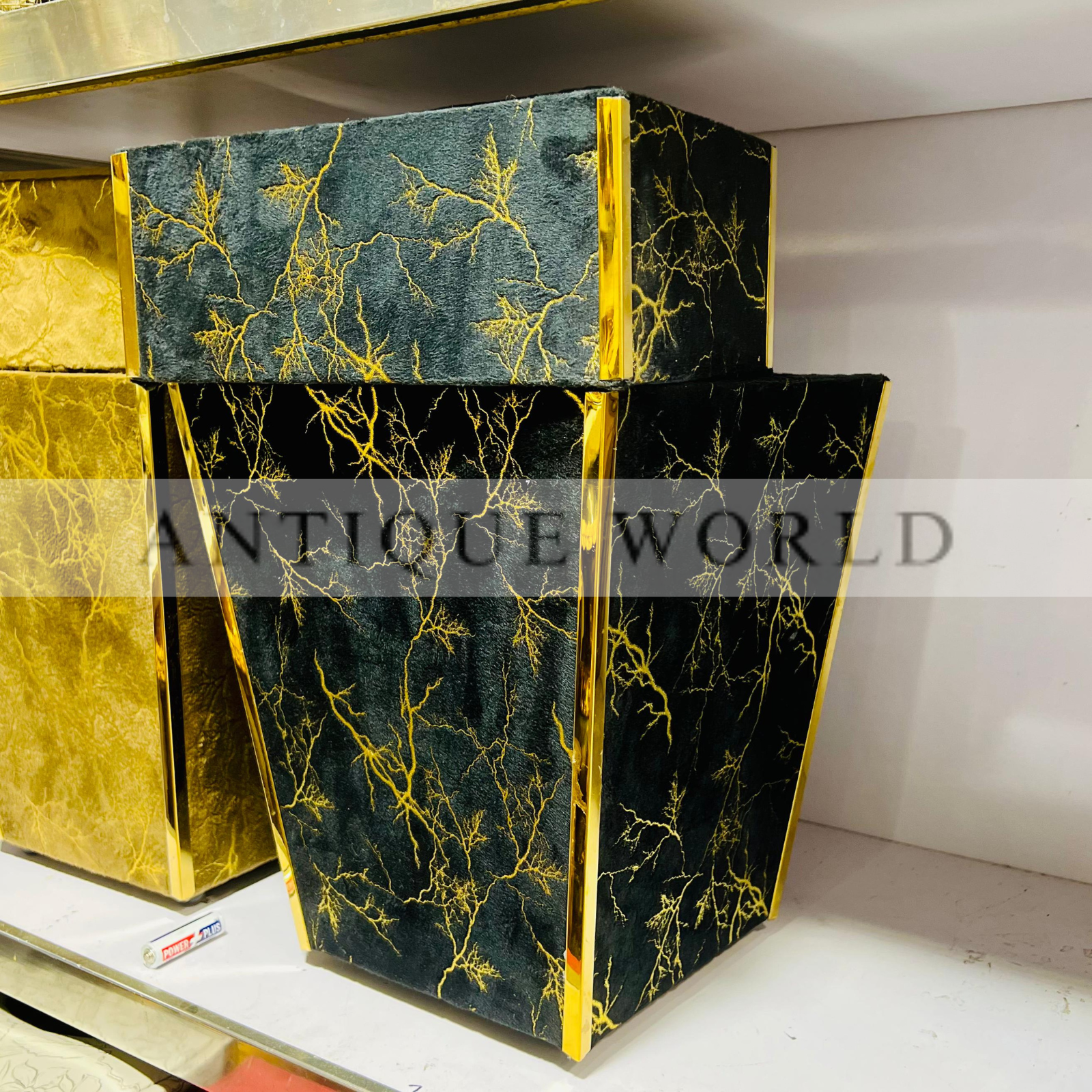 Velvet Fabric  Tissue Box with Dustbin